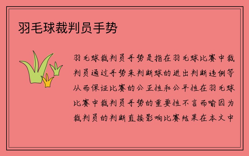 羽毛球裁判员手势