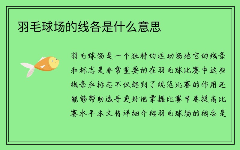 羽毛球场的线各是什么意思