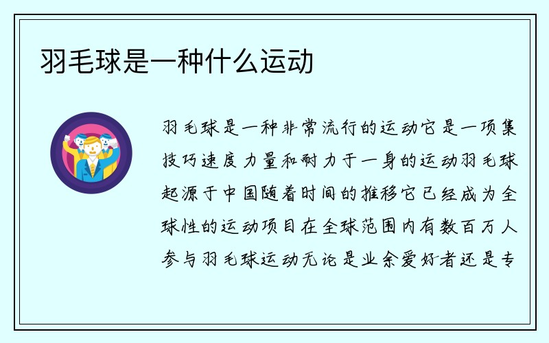 羽毛球是一种什么运动