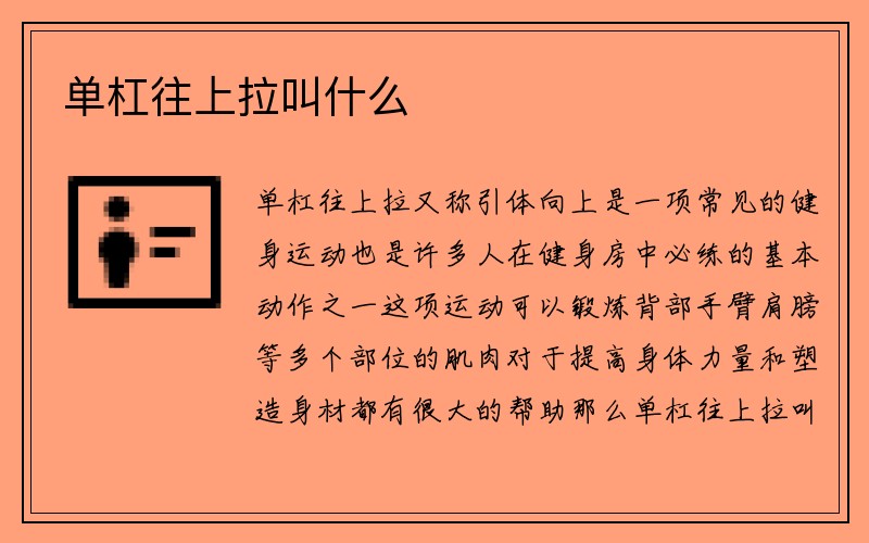 单杠往上拉叫什么